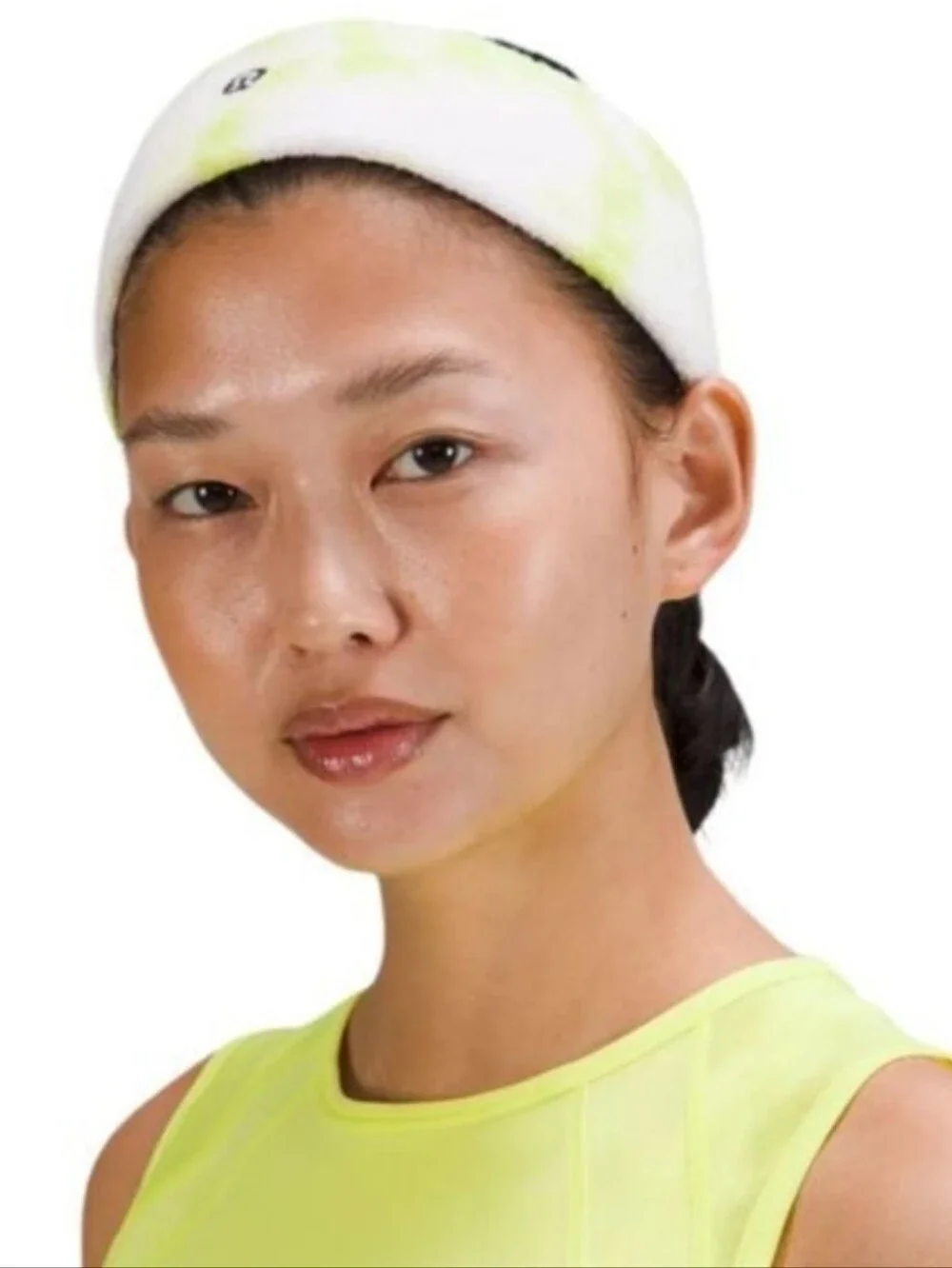 Lululemon Terry Headband in White & Neon Yellow Tie Dye
